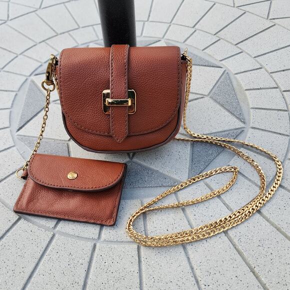 Fossil Emery Genuine Leather Micro Crossbody Bag Wallet Set - Picture 1 of 14